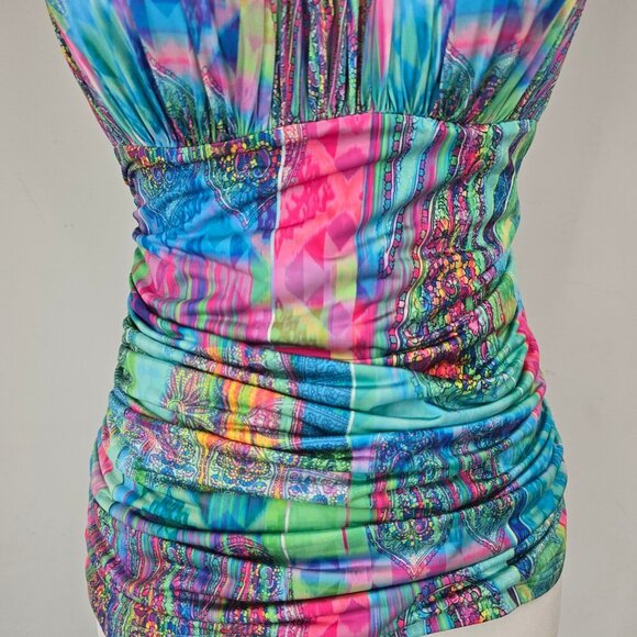 Profile by Gottex Jasmin Colorful Ruched Bandeau Tankini Top - Picture 4 of 11